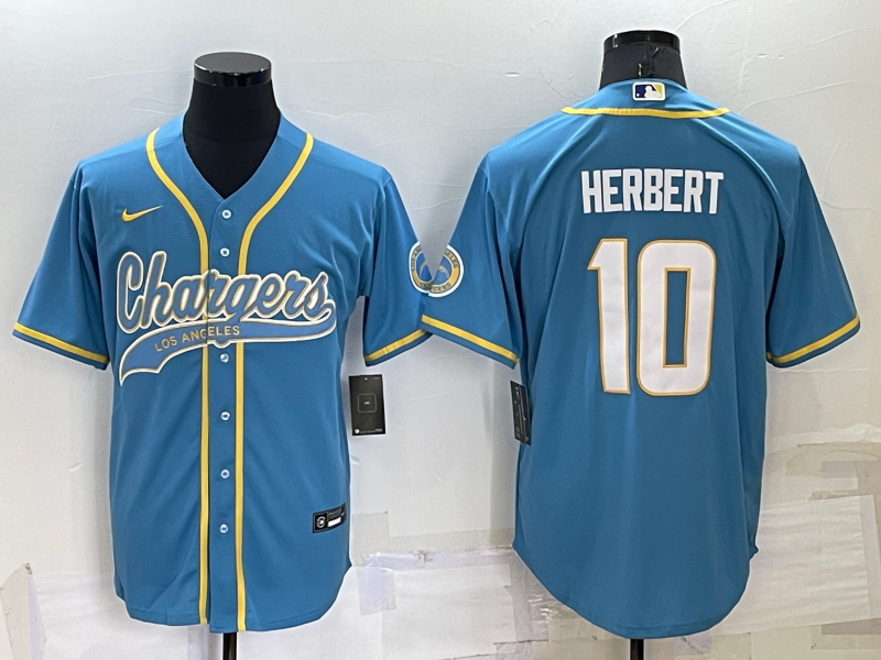 Men's Los Angeles Chargers Justin Herbert #10 Powder Blue Jersey Joint Edition